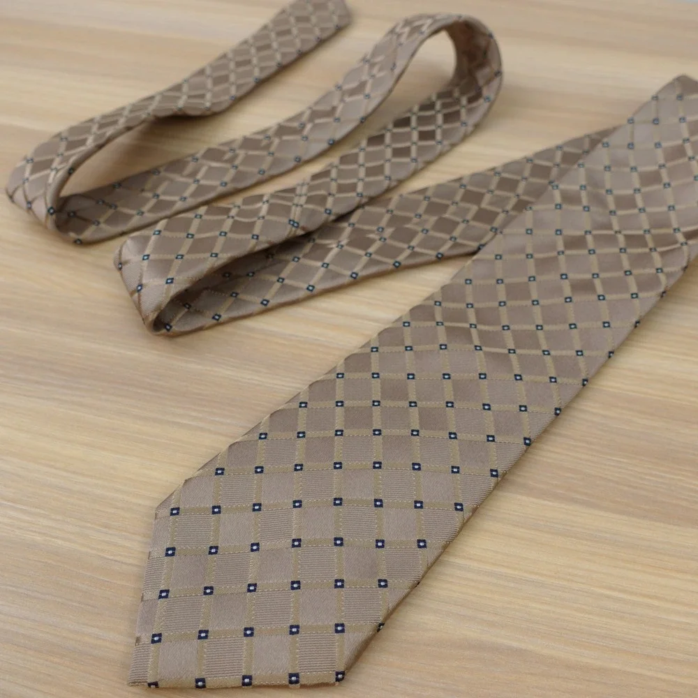 Beige Silk Tie Mens MICHAEL KORS Tan Formal Corporate Diamond Check Jacquard